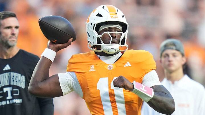 Tennessee quarterback Faizon Brandon (11) throws a pass before the game between Tennessee and Kennesaw State at Neyland Stadium in Knoxville, Tenn., Sept. 19, 2026. Tennessee quarterback Faizon Brandon (11) throws a pass before the game between Tennessee and Kennesaw State at Neyland Stadium in Knoxville, Tenn., Sept. 19, 2026.