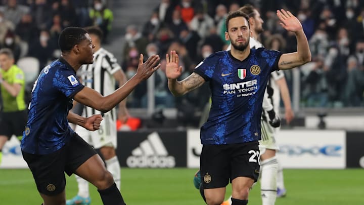 Hakan Calhanoglu celebrates his penalty