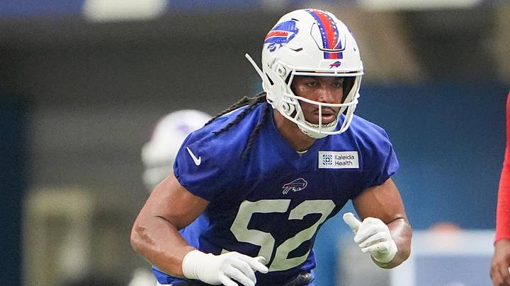 Buffalo Bills linebacker Kaleb Elarms-Orr trains during Buffalo Bills Minicamp. Buffalo Bills linebacker Kaleb Elarms-Orr trains during Buffalo Bills Minicamp.