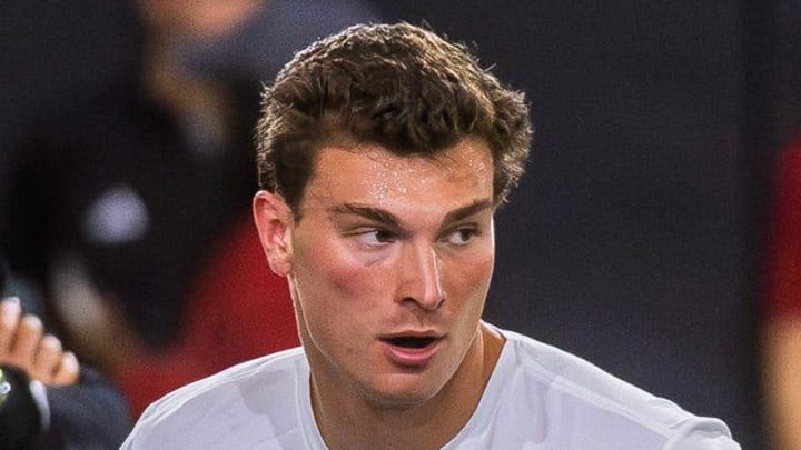 Fernando Mendoza participates in Indiana University's Pro Day at Mellencamp Pavilion on Wednesday, April 1, 2026.