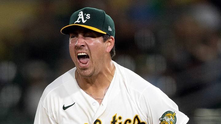 Aug 28, 2026; West Sacramento, California, USA; Athletics starting pitcher Jacob Lopez (57) reacts to striking out Baltimore Orioles first baseman Coby Mayo (16) during the fifth inning at Sutter Health Park. Mandatory Credit: D. Ross Cameron-Imagn Images Aug 28, 2026; West Sacramento, California, USA; Athletics starting pitcher Jacob Lopez (57) reacts to striking out Baltimore Orioles first baseman Coby Mayo (16) during the fifth inning at Sutter Health Park. Mandatory Credit: D. Ross Cameron-Imagn Images