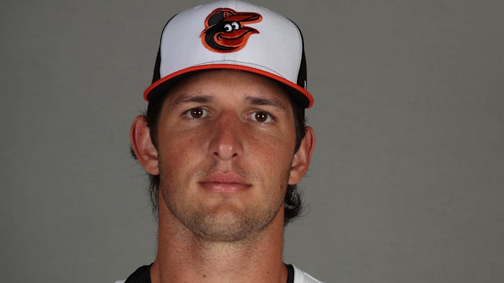 Baltimore Orioles outfielder Dylan Beavers (94) poses for photo during media day at Ed Smith Stadium in Sarasota, Fla., on Feb. 19. 2025.