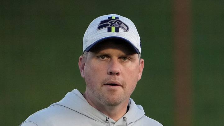 Former Seattle Seahawks offensive coordinator Shane Waldron during practice