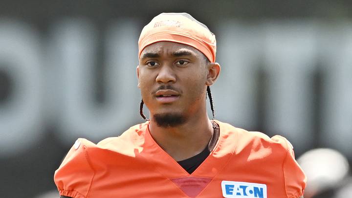 Cleveland Browns quarterback Taylen Green (15) at CrossCountry Mortgage Campus. 