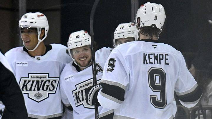 Oct 26, 2026; New York, New York, USA;  Los Angeles Kings left wing Artemi Panarin (10) celebrates his goal aNew York Rangers during the second period at Madison Square Garden.  Mandatory Credit: Dennis Schneidler-Imagn Images