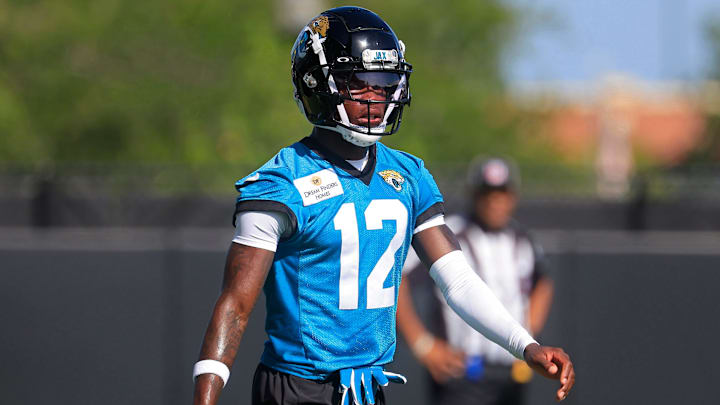 Jacksonville Jaguars wide receiver Travis Hunter (12) walks on the field during the second mandatory minicamp at Miller Electric Center Wednesday, June 11, 2025 in Jacksonville, Fla. Jacksonville Jaguars wide receiver Travis Hunter (12) walks on the field during the second mandatory minicamp at Miller Electric Center Wednesday, June 11, 2025 in Jacksonville, Fla.