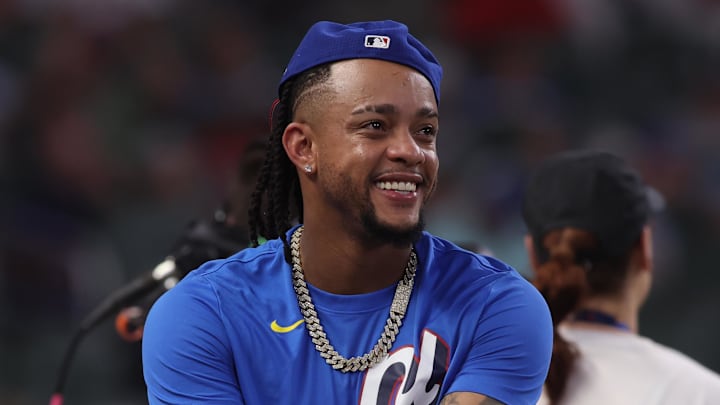 Arizona Diamondbacks star Ketel Marte warms up for the MLB All-Star Game.