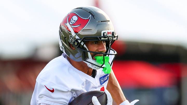 Tampa Bay Buccaneers wide receiver Jalen McMillan (11) participates in training camp at AdventHealth Training Center. 