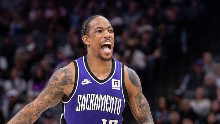 Jan 19, 2025; Sacramento, California, USA; Sacramento Kings forward DeMar DeRozan (10) reacts to a missed shot against the Washington Wizards during the fourth quarter at Golden 1 Center. Mandatory Credit: Ed Szczepanski-Imagn Images Jan 19, 2025; Sacramento, California, USA; Sacramento Kings forward DeMar DeRozan (10) reacts to a missed shot against the Washington Wizards during the fourth quarter at Golden 1 Center. Mandatory Credit: Ed Szczepanski-Imagn Images