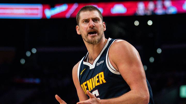 Oct 16, 2026; Los Angeles, California, USA; Denver Nuggets center Nikola Jokic (15) reacts in the third quarter at Crypto.com Arena. Mandatory Credit: Jon Endow-Imagn Images Oct 16, 2026; Los Angeles, California, USA; Denver Nuggets center Nikola Jokic (15) reacts in the third quarter at Crypto.com Arena. Mandatory Credit: Jon Endow-Imagn Images