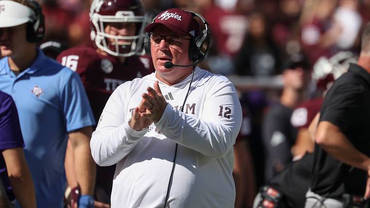 Texas A&M Aggies head coach Mike Elko reacts during the second quarter against the South Carolina Gamecocks at Kyle Field. Texas A&M Aggies head coach Mike Elko reacts during the second quarter against the South Carolina Gamecocks at Kyle Field.