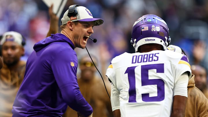 Minnesota Vikings head coach Kevin O'Connell and quarterback Josh Dobbs