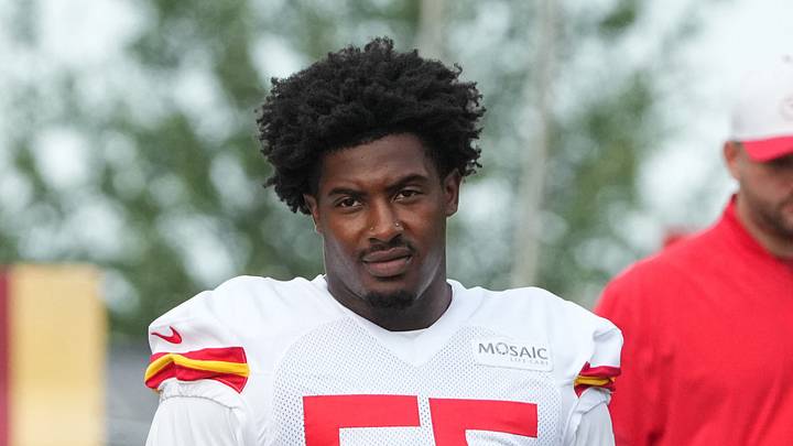 Jul 22, 2025; St. Joseph, MO, USA; Kansas City Chiefs defensive tackle Omarr Norman-Lott (55) walks down the hill to the practice fields during training camp at Missouri Western State University. Mandatory Credit: Denny Medley-Imagn Images