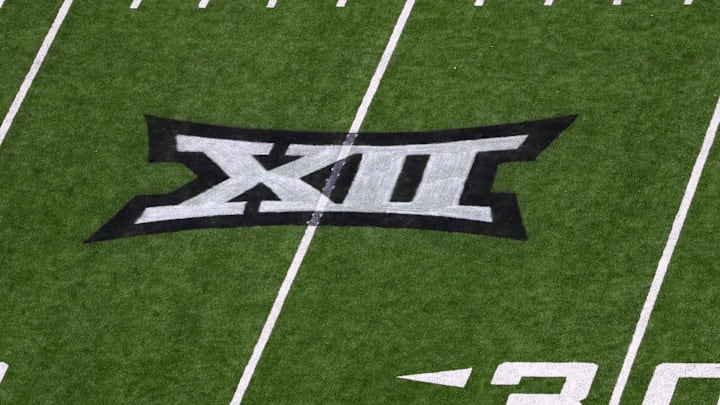 A general view of the Big 12 logo on the field during the game between the Kent State Golden Flashes and the Texas Tech Red Raiders A general view of the Big 12 logo on the field during the game between the Kent State Golden Flashes and the Texas Tech Red Raiders