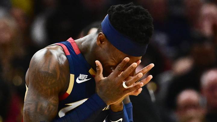 Apr 18, 2026; Cleveland, Ohio, USA; Cleveland Cavaliers guard Dennis Schroder (8) reacts after a foul against the Toronto Raptors during the first half of game one in the first round of the 2026 NBA Playoffs at Rocket Arena. Mandatory Credit: Ken Blaze-Imagn Images Apr 18, 2026; Cleveland, Ohio, USA; Cleveland Cavaliers guard Dennis Schroder (8) reacts after a foul against the Toronto Raptors during the first half of game one in the first round of the 2026 NBA Playoffs at Rocket Arena. Mandatory Credit: Ken Blaze-Imagn Images