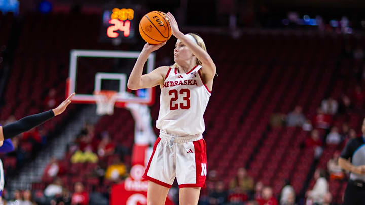 Nebraska guard Britt Prince shoots against Tarleton State.