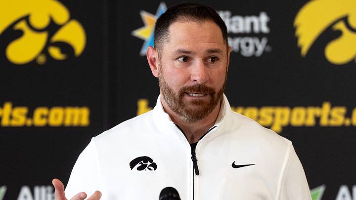 Iowa football’s Special Teams Coordinator Chris Polizzi speaks during a press conference April 22, 2026 at the Hansen Performance Center in Iowa City, Iowa. Iowa football’s Special Teams Coordinator Chris Polizzi speaks during a press conference April 22, 2026 at the Hansen Performance Center in Iowa City, Iowa.