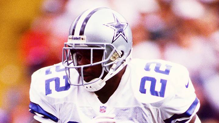 Dallas Cowboys running back Emmitt Smith in a 1998 game against the Denver Broncos; Peter Brouillet-USA TODAY NETWORK