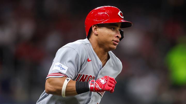Cincinnati Reds right fielder Juan Brito (46) hits a single