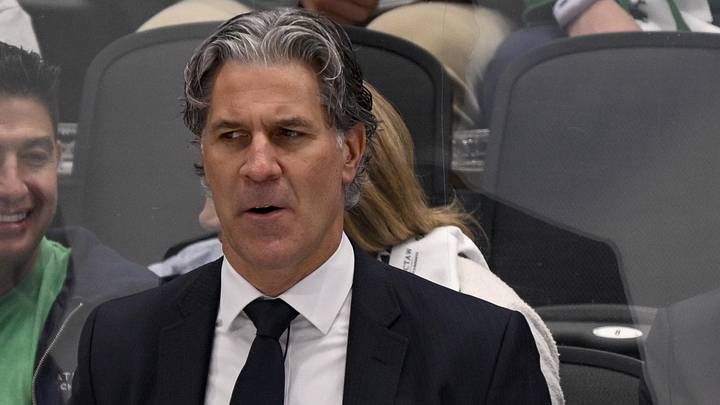 May 3, 2025; Dallas, Texas, USA; Colorado Avalanche head coach Jared Bednar and a fan dressed as Bednar look on during the second period against the Dallas Stars in game seven of the first round of the 2025 Stanley Cup Playoffs at American Airlines Center. Mandatory Credit: Jerome Miron-Imagn Images May 3, 2025; Dallas, Texas, USA; Colorado Avalanche head coach Jared Bednar and a fan dressed as Bednar look on during the second period against the Dallas Stars in game seven of the first round of the 2025 Stanley Cup Playoffs at American Airlines Center. Mandatory Credit: Jerome Miron-Imagn Images
