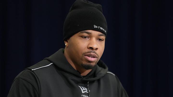 Feb 25, 2026; Indianapolis, IN, USA; Missouri linebacker Josiah Trotter (LB26) speaks during the NFL Scouting Combine at the Indiana Convention Center. Mandatory Credit: Kirby Lee-Imagn Images