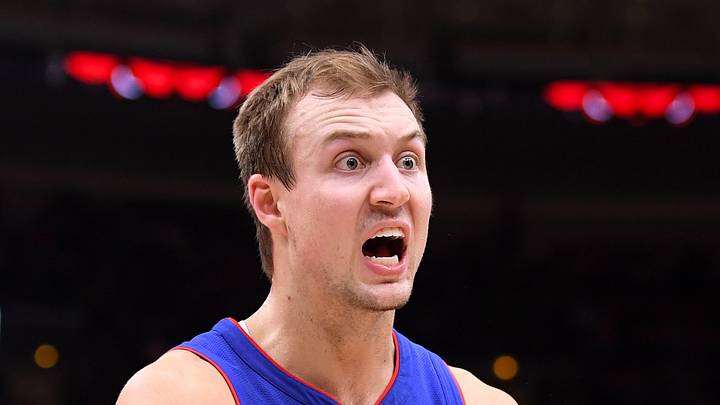 Chicago, IL, USA; Detroit Pistons guard Luke Kennard (5) reacts to a foul call against the Chicago Bulls during the second half at the United Center on Nov 1, 2019. Chicago, IL, USA; Detroit Pistons guard Luke Kennard (5) reacts to a foul call against the Chicago Bulls during the second half at the United Center on Nov 1, 2019.