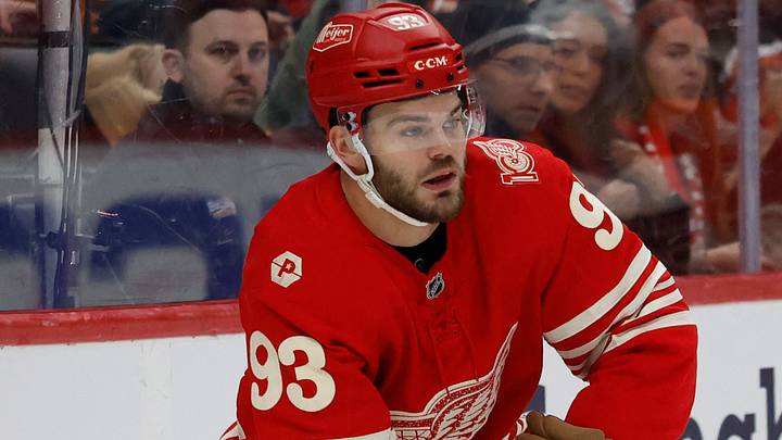Mar 28, 2026; Detroit, Michigan, USA; Detroit Red Wings right wing Alex DeBrincat (93) skates with the puck in the second period against the Philadelphia Flyers at Little Caesars Arena. Mandatory Credit: Rick Osentoski-Imagn Images Mar 28, 2026; Detroit, Michigan, USA; Detroit Red Wings right wing Alex DeBrincat (93) skates with the puck in the second period against the Philadelphia Flyers at Little Caesars Arena. Mandatory Credit: Rick Osentoski-Imagn Images