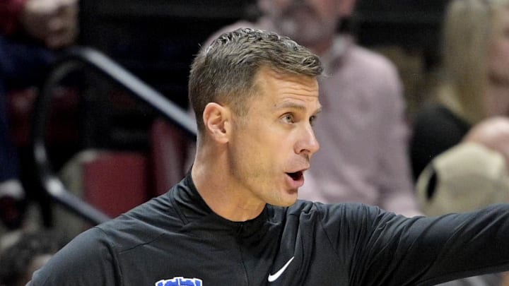 Jan 3, 2026; Tallahassee, Florida, USA; Duke Blue Devils head coach Jon Scheyer during the first half against the Florida State Seminoles at Donald L. Tucker Center. Mandatory Credit: Melina Myers-Imagn Images
