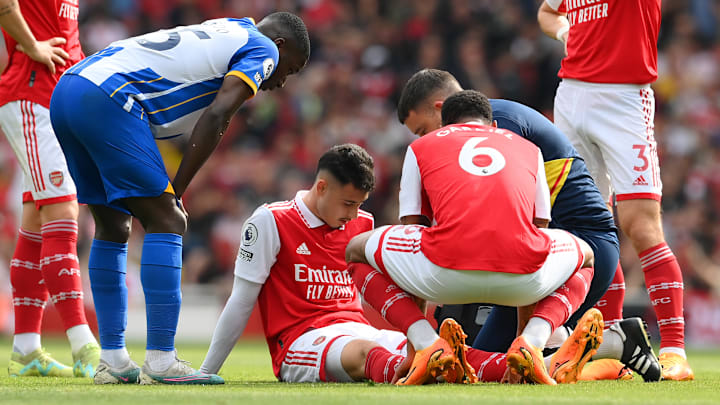 Gabriel Martinelli was injured in the defeat to Brighton