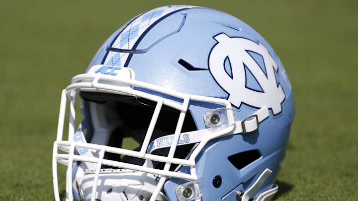 Sep 30, 2017; Atlanta, GA, USA; Detailed view of a North Carolina Tar Heels helmet on the field before a game against the Georgia Tech Yellow Jackets at Bobby Dodd Stadium. Mandatory Credit: Brett Davis-Imagn Images Sep 30, 2017; Atlanta, GA, USA; Detailed view of a North Carolina Tar Heels helmet on the field before a game against the Georgia Tech Yellow Jackets at Bobby Dodd Stadium. Mandatory Credit: Brett Davis-Imagn Images