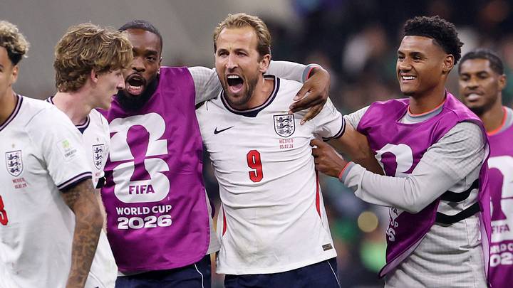 July 5, 2026; Mexico City, Mexico; England's Harry Kane celebrates with teammates after the match. July 5, 2026; Mexico City, Mexico; England's Harry Kane celebrates with teammates after the match.
