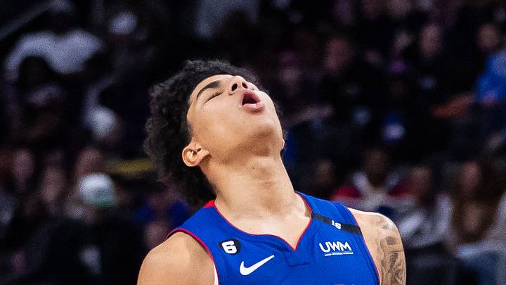 Detroit Pistons guard Killian Hayes (7) reacts after missing a shot against the Miami Heat in the second half of a game at Little Caesars Arena on Mar 19, 2023. Detroit Pistons guard Killian Hayes (7) reacts after missing a shot against the Miami Heat in the second half of a game at Little Caesars Arena on Mar 19, 2023.