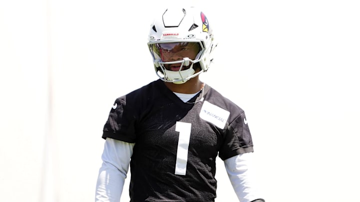 Arizona Cardinals quarterback Kyler Murray (1) during organized team practice at the Arizona Cardinals training center in Tempe on May 28, 2025.