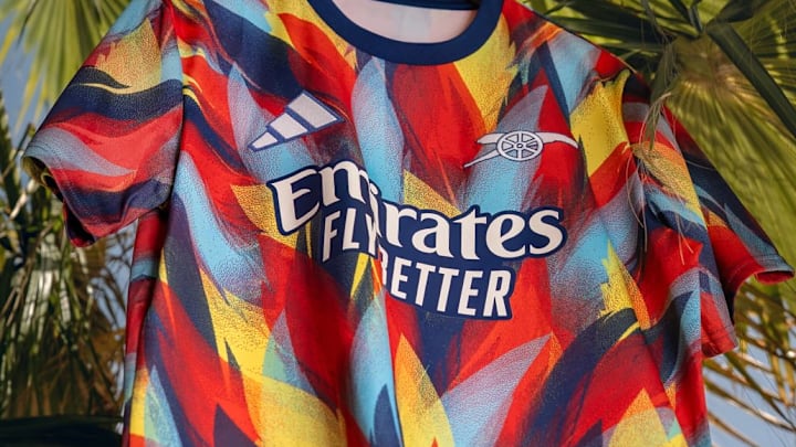 Arsenal's new pre-match shirt brings plenty of colour.