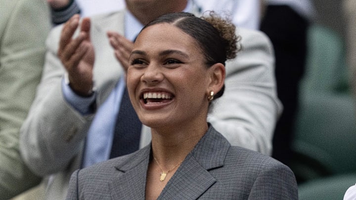 Jul 5, 2025; Wimbledon, United Kingdom; Trinity Rodman and Emma Shelton in attendance for the Ben Shelton of the United States and Marton Fucsovics of Hungary (both not pictured) match on day six at the All England Lawn Tennis and Croquet Club. Jul 5, 2025; Wimbledon, United Kingdom; Trinity Rodman and Emma Shelton in attendance for the Ben Shelton of the United States and Marton Fucsovics of Hungary (both not pictured) match on day six at the All England Lawn Tennis and Croquet Club.