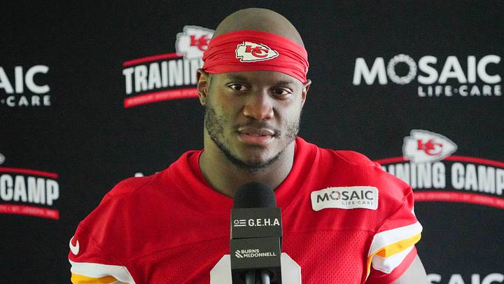 Jul 29, 2026; St. Joseph, MO, USA; Kansas City Chiefs running back Kenneth Walker (9) talks to media after training camp at Missouri Western State University. Mandatory Credit: Denny Medley-Imagn Images Jul 29, 2026; St. Joseph, MO, USA; Kansas City Chiefs running back Kenneth Walker (9) talks to media after training camp at Missouri Western State University. Mandatory Credit: Denny Medley-Imagn Images