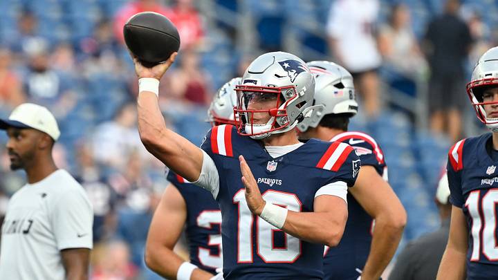 Aug 13, 2026; Foxborough, Massachusetts, USA; New England Patriots quarterback Tommy DeVito (16) throws a pass before a game against the Indianapolis Colts at Gillette Stadium. Mandatory Credit: Eric Canha-Imagn Images Aug 13, 2026; Foxborough, Massachusetts, USA; New England Patriots quarterback Tommy DeVito (16) throws a pass before a game against the Indianapolis Colts at Gillette Stadium. Mandatory Credit: Eric Canha-Imagn Images