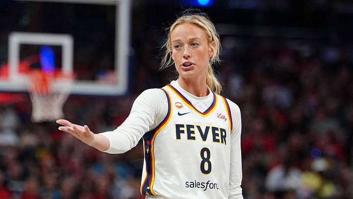 Sophie Cunningham speaks to a referee during an Indiana Fever game. Sophie Cunningham speaks to a referee during an Indiana Fever game.