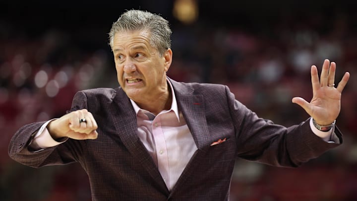 Razorbacks coach John Calipari, shown here during the Hogs' 79-67 win against the Little Rock Trojans at Bud Walton Arena last Friday, hopes his team can hold off a talented Illinois squad to give Arkansas fans an extra holiday treat.