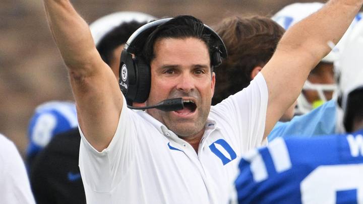 Sep 5, 2026; Durham, North Carolina, USA; Duke Blue Devils head coach Manny Diaz reacts during the second half against the Tulane Green Wave at Wallace Wade Stadium. Mandatory Credit: Zachary Taft-Imagn Images Sep 5, 2026; Durham, North Carolina, USA; Duke Blue Devils head coach Manny Diaz reacts during the second half against the Tulane Green Wave at Wallace Wade Stadium. Mandatory Credit: Zachary Taft-Imagn Images