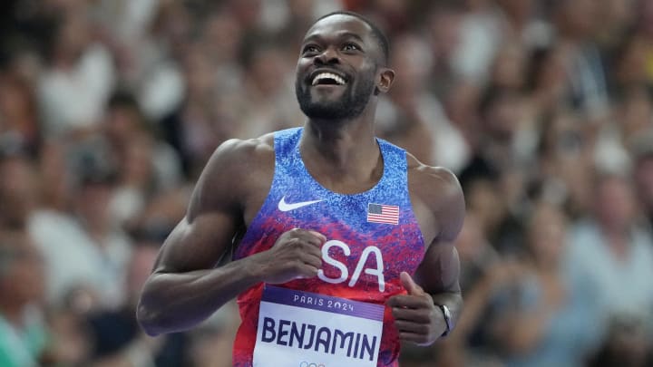 Rai Benjamin won gold in both the 400-meter hurdles and Saturday’s 4X400-meter relay. Rai Benjamin won gold in both the 400-meter hurdles and Saturday’s 4X400-meter relay.