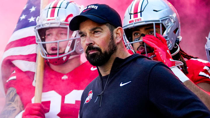 Ohio State Buckeyes head coach Ryan Day waits to take the field before the game against the Purdue Boilermakers at Ohio Stadium on Saturday, Nov. 9, 2024 in Columbus, Ohio.