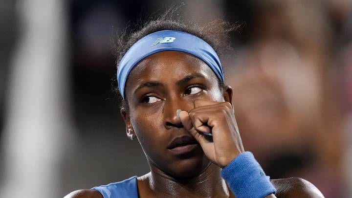 Coco Gauff reacts after returning a shot Coco Gauff reacts after returning a shot