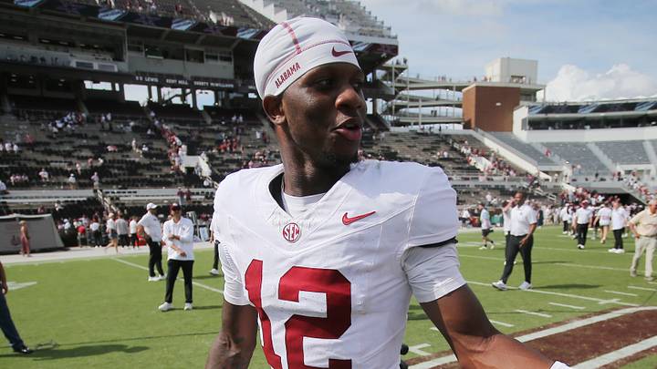 Alabama Crimson Tide quarterback Keelon Russell (12) reacts after the game against the Mississippi State Bulldogs Alabama Crimson Tide quarterback Keelon Russell (12) reacts after the game against the Mississippi State Bulldogs