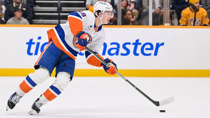 Oct 27, 2026; Nashville, Tennessee, USA; New York Islanders defenseman Matthew Schaefer (48) skates with the puck against the Nashville Predators during the second period at Bridgestone Arena. Mandatory Credit: Steve Roberts-Imagn Images Oct 27, 2026; Nashville, Tennessee, USA; New York Islanders defenseman Matthew Schaefer (48) skates with the puck against the Nashville Predators during the second period at Bridgestone Arena. Mandatory Credit: Steve Roberts-Imagn Images