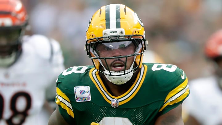 Green Bay Packers running back Josh Jacobs runs into the open field against the Cincinnati Bengals. Green Bay Packers running back Josh Jacobs runs into the open field against the Cincinnati Bengals.