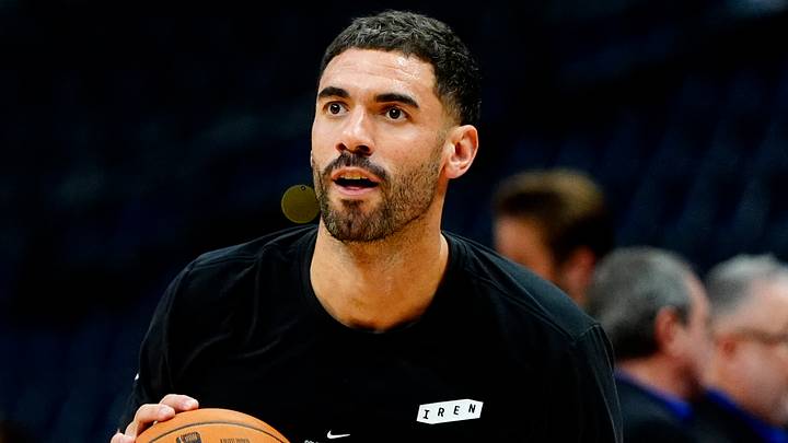 Oct 26, 2026; Denver, Colorado, USA;  Golden State Warriors forward Georges Niang (32) before the game against the against the Denver Nuggets at Ball Arena.  Mandatory Credit: Ron Chenoy-Imagn Images