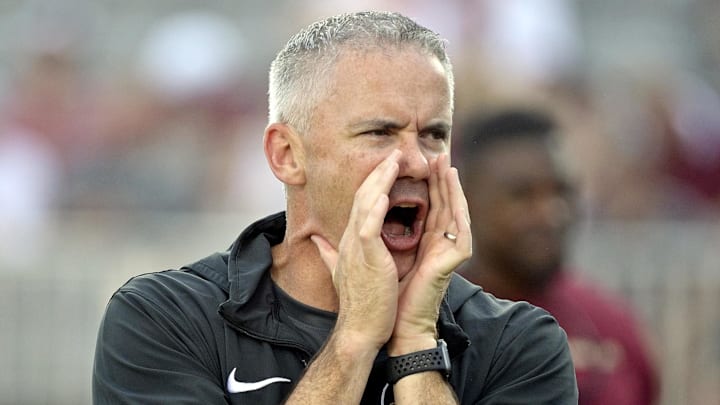 Sep 2, 2024; Tallahassee, Florida, USA; Florida State Seminoles head coach Mike Norvell before the game against the Boston College Eagles at Doak S. Campbell Stadium. Mandatory Credit: Melina Myers-Imagn Images