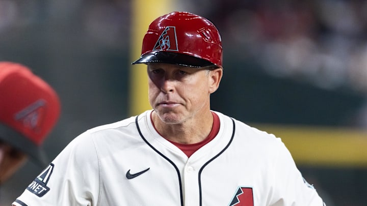 Jul 22, 2025; Phoenix, Arizona, USA; Arizona Diamondbacks third base coach Shaun Larkin against the Houston Astros at Chase Field. Mandatory Credit: Mark J. Rebilas-Imagn Images
Jul 22, 2025; Phoenix, Arizona, USA; Arizona Diamondbacks third base coach Shaun Larkin against the Houston Astros at Chase Field. Mandatory Credit: Mark J. Rebilas-Imagn Images