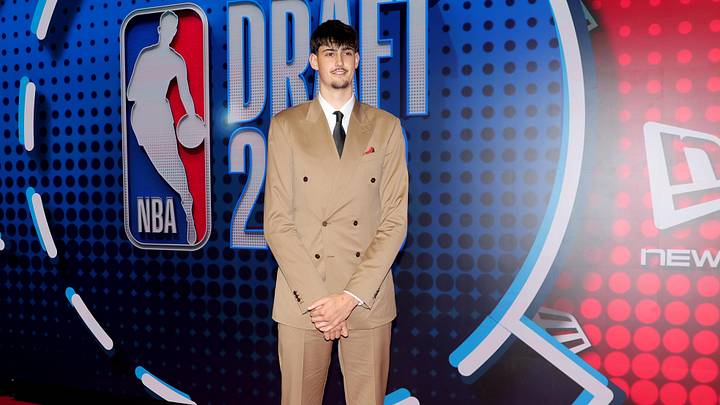 Jun 23, 2026; New York, NY, USA; Draft prospect Aday Mara poses for photos on the red carpet before the 2026 NBA draft at Barclays Center. Mandatory Credit: Brad Penner-Imagn Images Jun 23, 2026; New York, NY, USA; Draft prospect Aday Mara poses for photos on the red carpet before the 2026 NBA draft at Barclays Center. Mandatory Credit: Brad Penner-Imagn Images